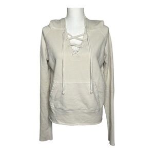 Nili Lotan Fletcher Lace Up Hoodie in Eggshell Size XS